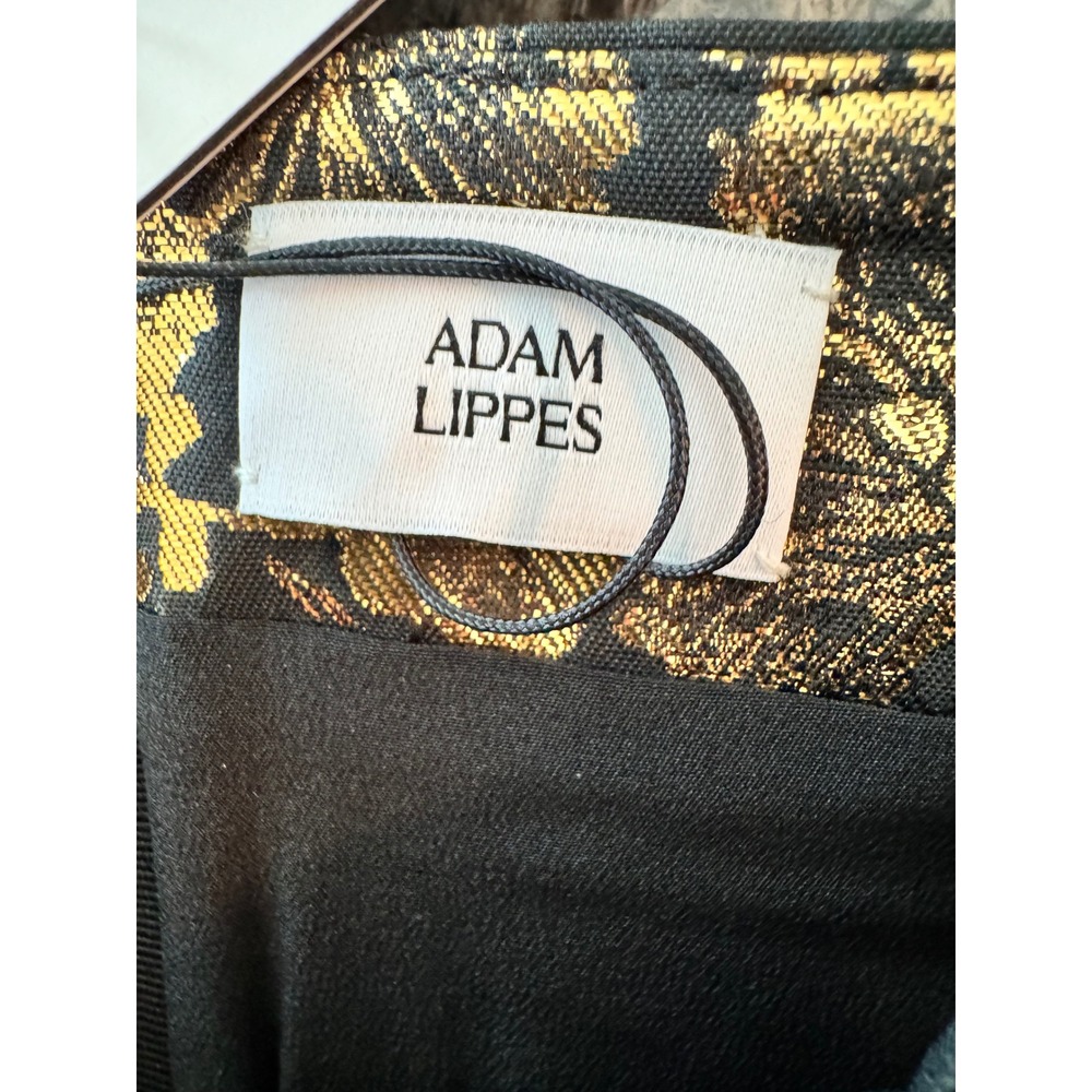 $3400 Adam Lippes Ginza Dress Lacquer Jacquard Black Gold Floral Metallic Sz 12 - Picture 3 of 11